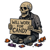 Will Work for Candy – Grappig Halloween T-shirt